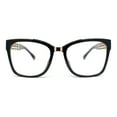 thumbnail image 2 of Retro Oversize Rectangle Horn Rim Double Rim Fashion Eyeglasses Black Gold, 2 of 4