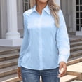 thumbnail image 2 of MDUKONU Button Down Shirts for Women Long Sleeve Dress Shirts Free Collared Work Office Solid Blouses Tops Blue XXXXXL, 2 of 6