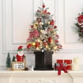 thumbnail image 4 of Senfot 3ft Pre-Lit Artificial Small Christmas Tree, Snow Flocked Xmas Tree Includes 78 Led Lights, Christmas Home Decor, 4 of 7
