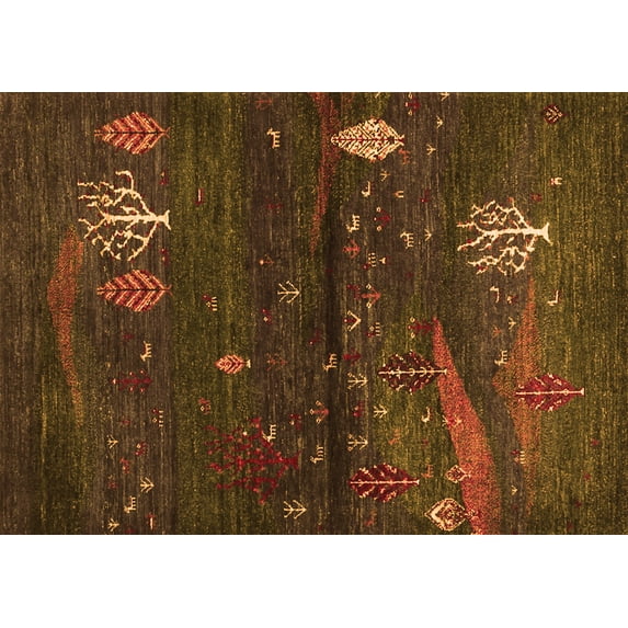 Ahgly Company Indoor Rectangle Abstract Orange Contemporary Area Rugs, 8' x 12'