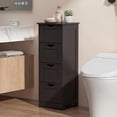 thumbnail image 2 of Costway 32.5'' Bathroom Floor Cabinet with Anti-tipping Device Freestanding Towel Cabinet Espresso, 2 of 9