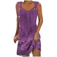 thumbnail image 2 of Robes pour Femmes, Mode Été Confort Couleur Unie Poche Sans Manches Col en V Robe, 2 of 5