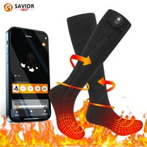 Savior Heat Upgraded Electric Heated Socks with App Control Battery Powered Winter Men's Heating Crew Socks for Outdoor Hunting Cycling Hiking