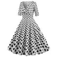 thumbnail image 6 of Hvot&aat Women's 1950s Retro Rockabilly Polka Dots Dress Elegant Ruched V Neck High Waist A-line Swing Cocktail Party Dresses, 6 of 7