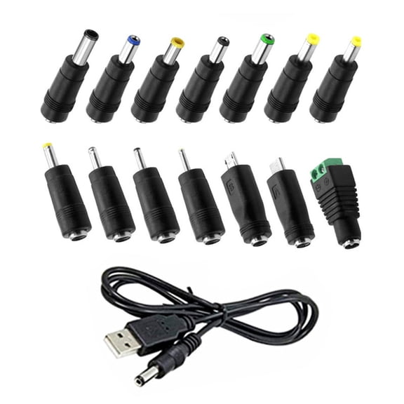 USB to DC5V Charging Cable with 14Adapters for Cameras Small Fan and More Multiple Devices Power Adapter