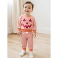 thumbnail image 3 of Toddler Baby Girl Boy Halloween Outfits Long Sleeve Waffle Pumpkin Embroidery Striped Sweatshirt Tops Pant Set Fall Winter Clothes Set, 3 of 9