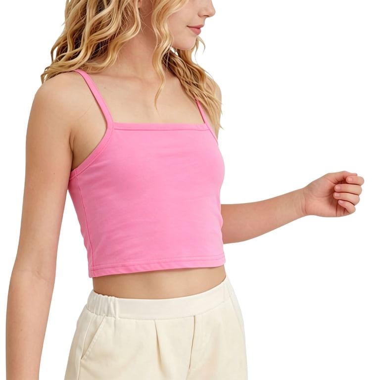 FRSASU 3 Pack Girls Cropped Camisole Tops Spaghetti Strap Stretchy