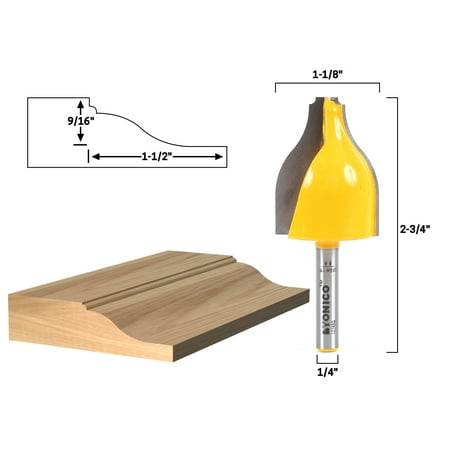 

Yonico Ogee & Bead Vertical Raised Panel Router Bit - 1/4 Shank - 12148q
