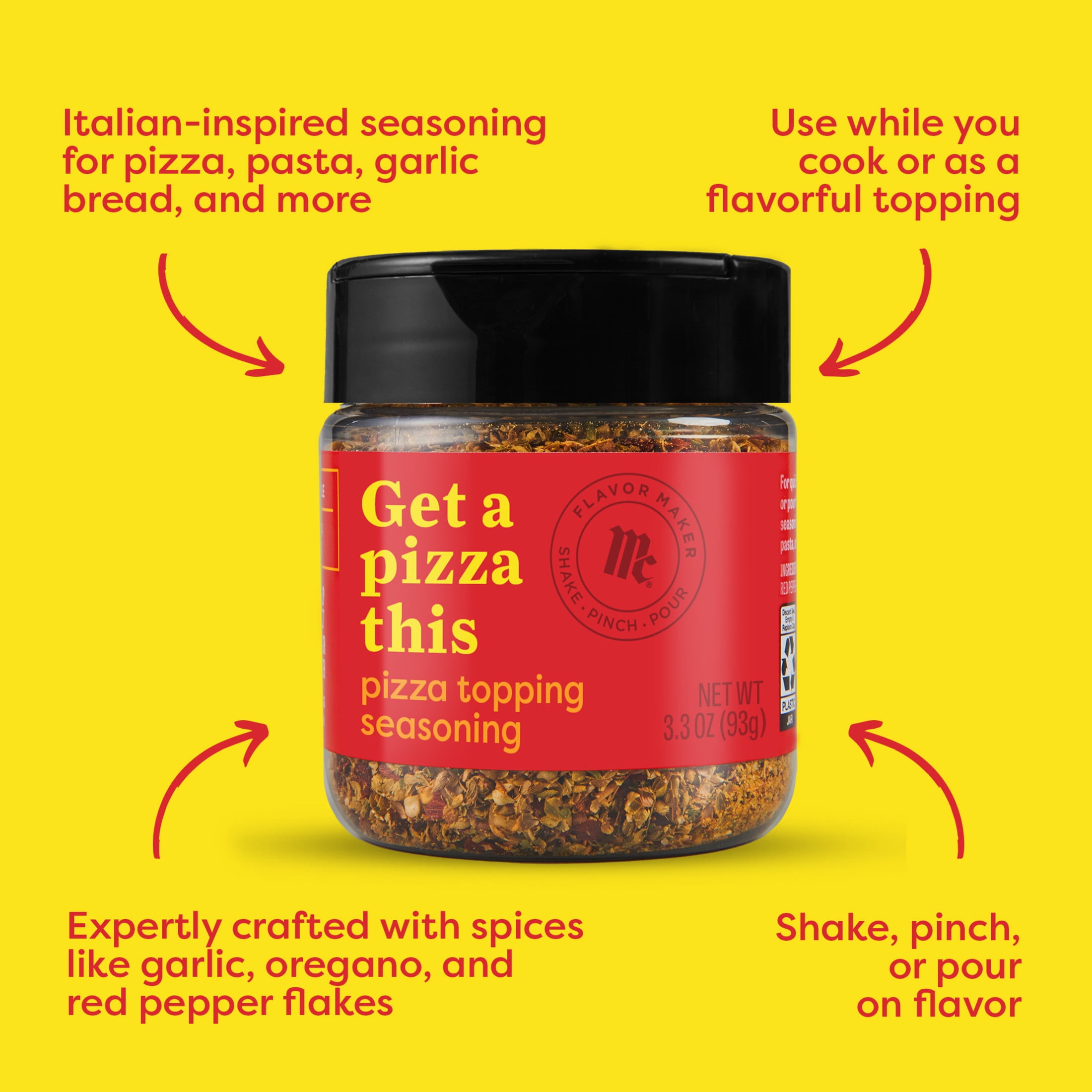 McCormick Flavor Maker Pizza Topping Seasoning, 3.3 oz Jar