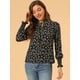 thumbnail image 4 of INSPIRE CHIC Blusa floral vintage con cuello de volantes y cuello fruncido con pu?o fruncido para mujer Negro M, 4 of 6