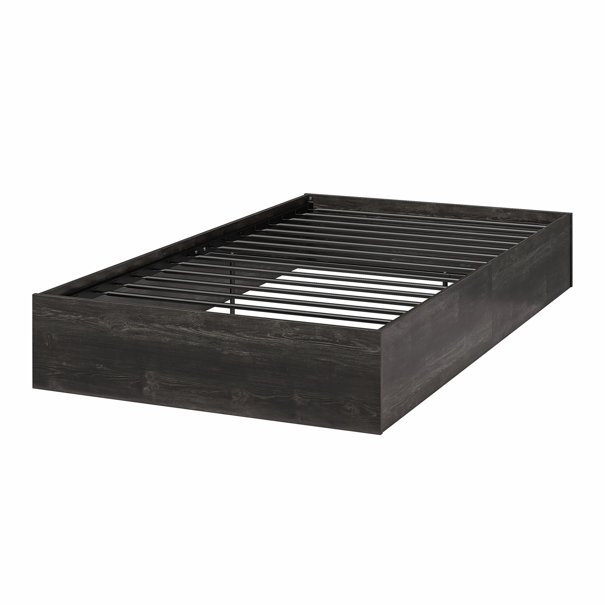 RealRooms DreamSaver Platform Bed Frame and Mattress Set, Twin, Black Oak