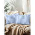 thumbnail image 2 of Waterproof Outdoor Throw Pillows with Inserts 12"x20" Set of 2, Blue White Stripe Soft Decorative Pillowcases for Couch Bedroom, Modern Minimalist Geometric Striped Pillow Covers for Sofa Living Room, 2 of 8