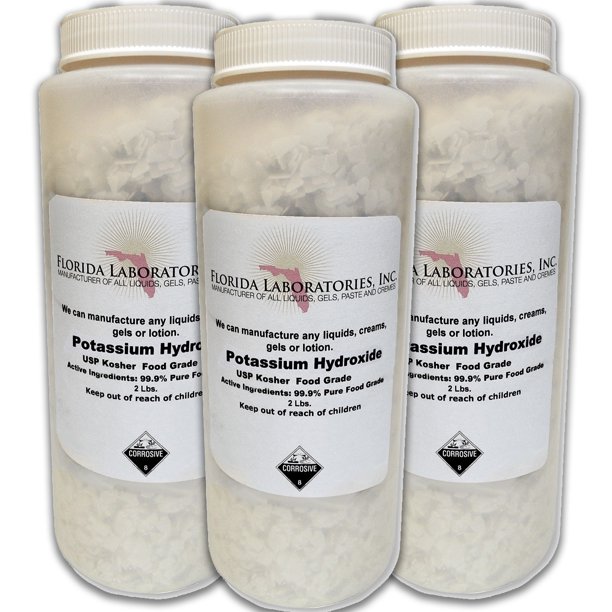 Potassium Hydroxide, 6Lbs (Pounds), 90 Pure, Food Grade, koh, Caustic Potash