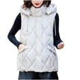 thumbnail image 2 of UPPADA Winter Puffer Vest for Women Lapel Collar Zip up Sleeveless Puffer Vest Quilted Padded Warm Coat Outwear Ladies Fall Puffer Jacket with Pockets Womens Ski Jackets White,L, 2 of 9