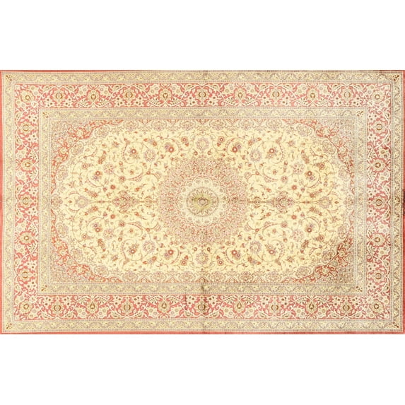 Ahgly Company Machine Washable Indoor Rectangle Traditional Sand Brown Area Rugs, 9' x 12'