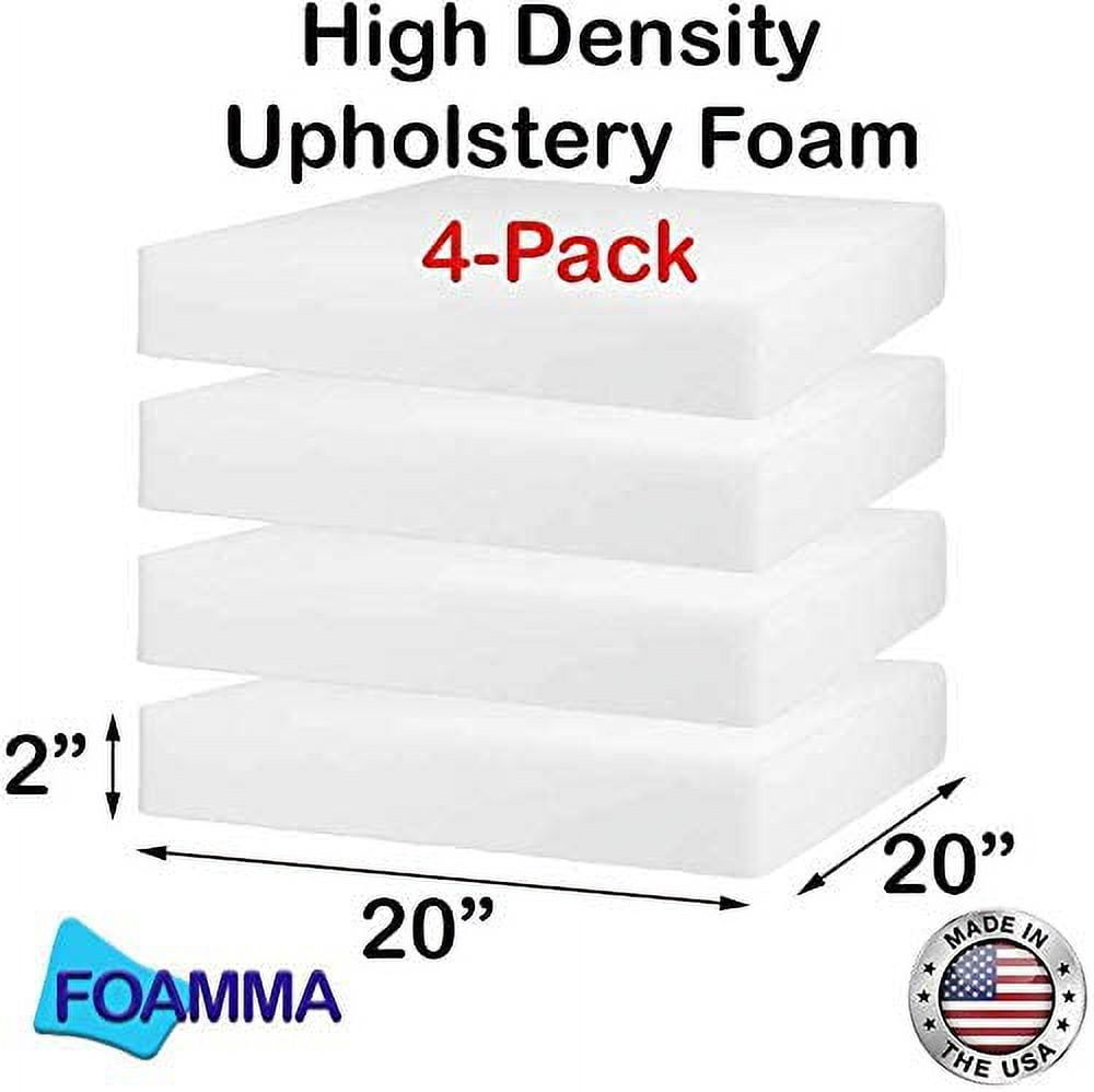 ZMSHOP 4-Pack 2" x 20" x 20" High-Density Upholstery Foam Padding - Couch Cushion Replacement, Chair Foam, Square Padding for Seats