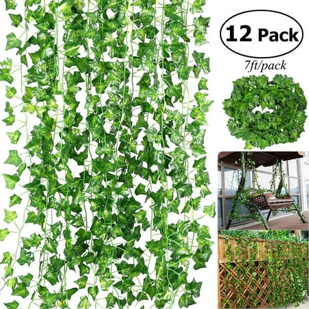- Artificial Ivy Vine,Outgeek 12 Branch 6.89 Ft Silk Fake Hanging Vine Plant Leaves Garland for Wall Decoration