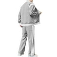 thumbnail image 3 of Wavsuf 2pcs Jogger Set Men Long Sweatsuits Sets for Mens Pocket Zipper Drawstring Shirt Jacket and Sweatpants Gray Size XL, 3 of 7