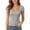 Grey, variant on Women's Short Sleeve T-Shirts Low Scoop Neck Slim Fitted Ribbed Knit Casual Crop Tops Navy M