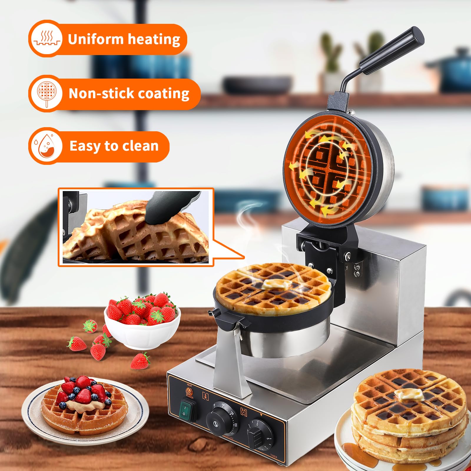 360° Rotating Electric Waffle Making Machine 