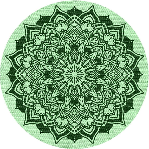 Ahgly Company Indoor Round Patterned Pale Green Area Rugs, 8' Round