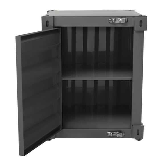 Industrial Style Storage Cabinet Side Table with Lock Shipping Container Style Metal End Table for Living Room Bedroom & Office