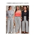 thumbnail image 5 of SHEWIN Womens Plus Size Pants Wide Leg Striped Palazzo Pants Elastic Waist Casual Lounge Trouser with Pockets 1X-5X, 5 of 8