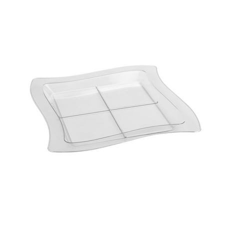 

Clear 7 1/4 x 7 1/4 Tiny Tangents Sectional Trays 10/PK Pack of 12