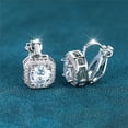 thumbnail image 4 of Female Cute Small Clip Earrings White Zircon Round Stone Earrings For Women Vintage Silver Color Crystal Jewelry Bridal Earrings, 4 of 10