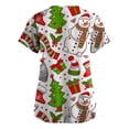 thumbnail image 3 of Blusa de manga corta con cuello en V para mujer, uniforme con bolsillos estampados de Navidad Pompotops hkajfhjk457517, 3 of 3