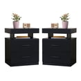 thumbnail image 4 of SAYGOGO LED Nightstands Set of 2 with RGB Lights, 2 Fabric Drawers, Black Bedside Tables for Bedroom, Living Room, 4 of 10
