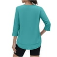 thumbnail image 4 of 3/4 Sleeve Workout Tops for Women Lightweight Quick Dry Sun Shirt Crew Neck Casual Yoga Tunic Tee Tshirts (M, Mint Green), 4 of 6
