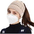 thumbnail image 2 of GFDYREE Tuque pour Queue de Cheval pour Femmes avec Bouton pour Masque, Tuque Chignon Haute et Décoiffée avec Trou pour Queue de Cheval, 2 of 7
