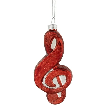Northlight 4.25" Red Treble Clef Glass Christmas Ornament