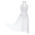 thumbnail image 4 of YONGHS Women Lyrical Modern Ballet Leotard Sleeveless Dance Costume Sheer Mesh Split Flowy Dress White L, 4 of 7