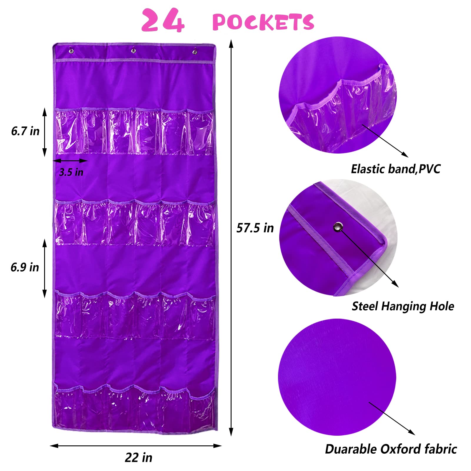 Hanging Over Door Toy Storage Organizer (24 Pockets), Compatible with LOL  OMG Dolls Barbie Dolls Surprise Doll (Toys Not Included),  Purple(57.5''x22'') (Purple) 