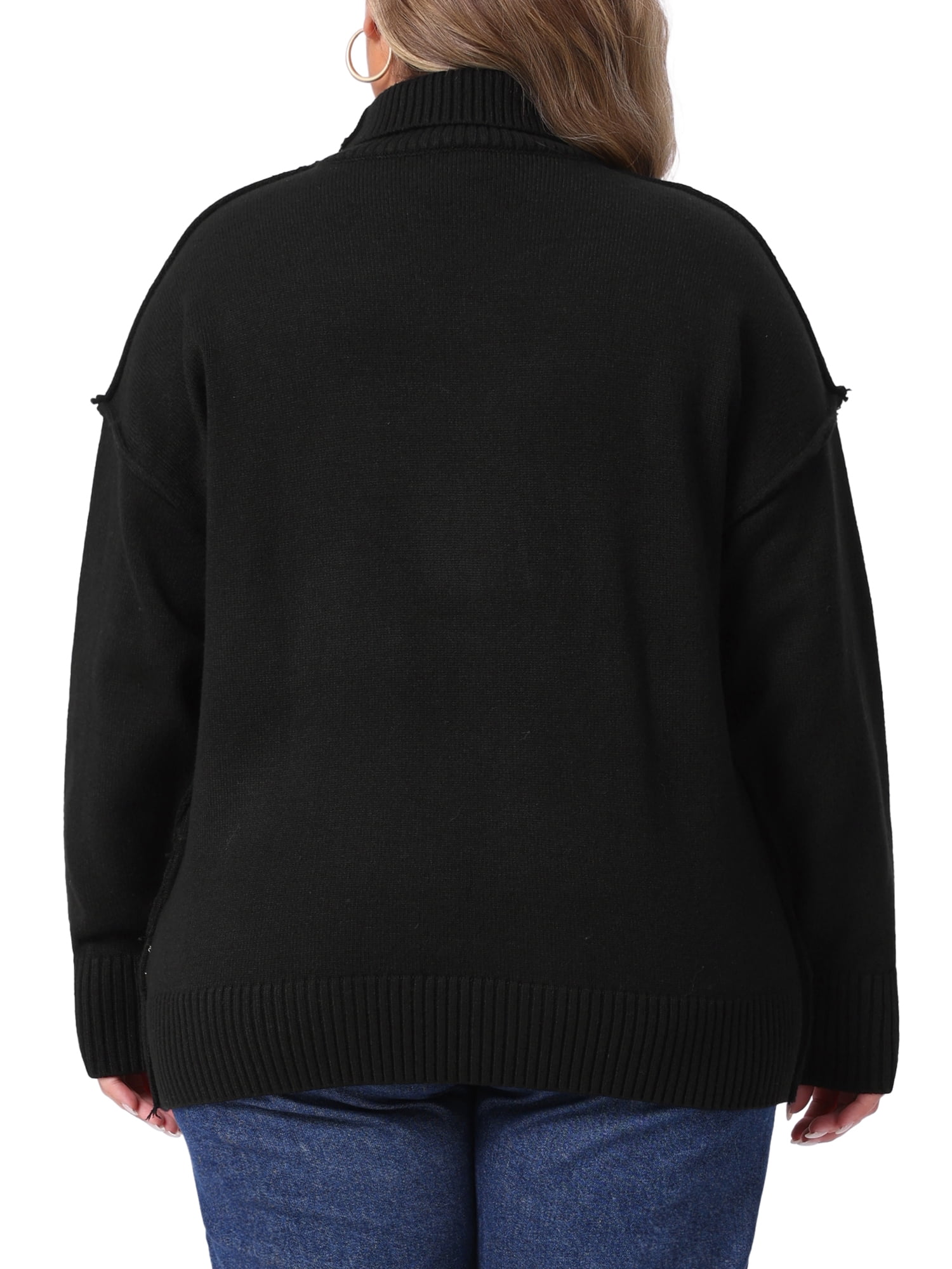 DARING DIVA Plus Size Long Sleeve Knit Top Loose Pullover Sweater 3X Black
