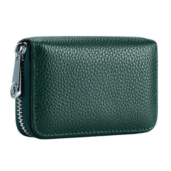RFID Blocking Wallet For Women, Card Case Holder, Secure Travel Purse Slim Credit Card Protector (Blackish Green)