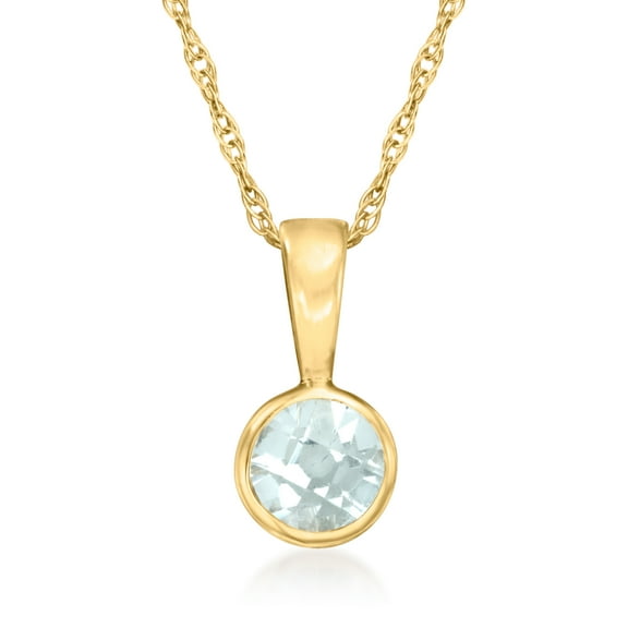 Pure Collection by Ross-Simons 0.20 Carat Aquamarine Pendant Necklace in 14kt Yellow Gold, Women's, Adult