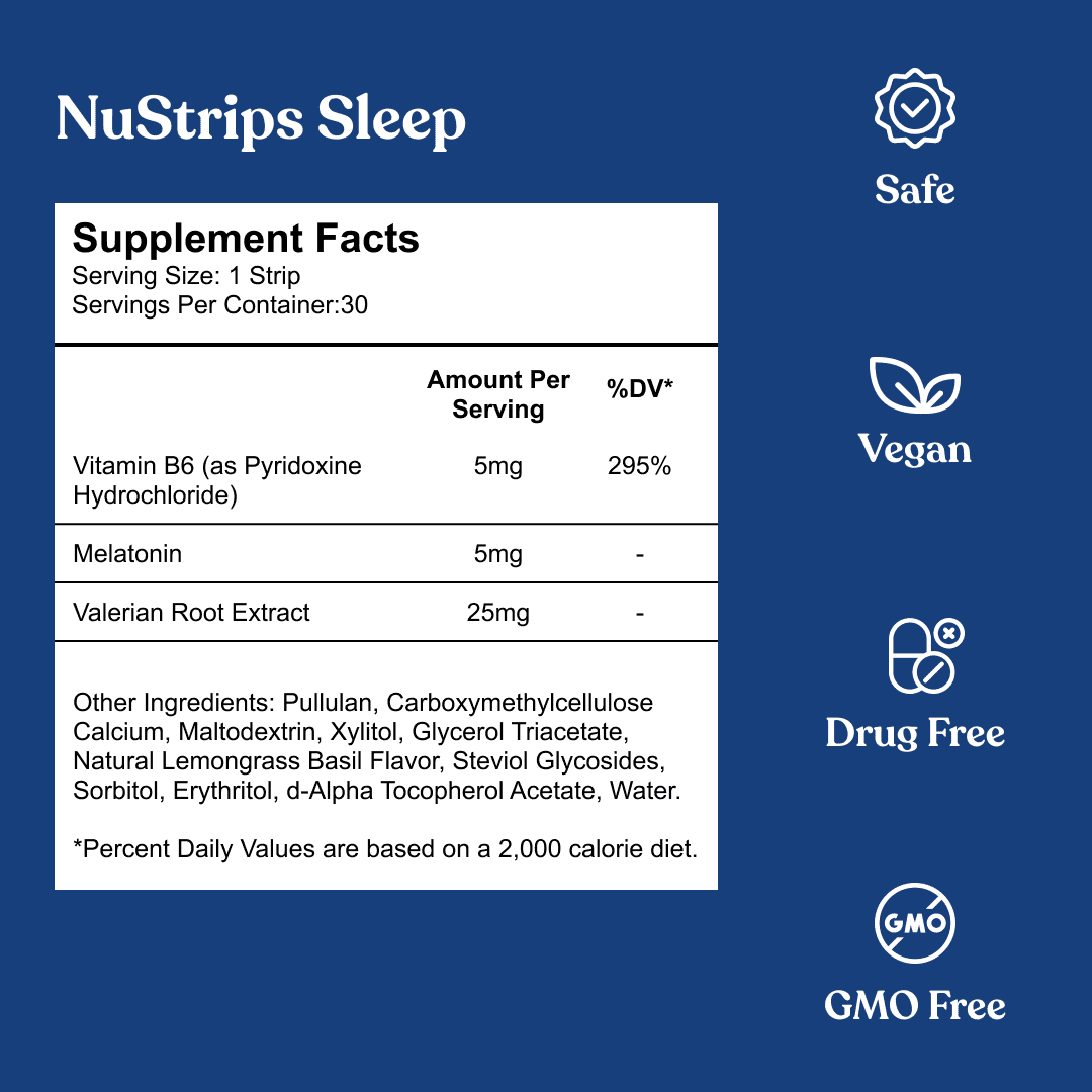 NuStrips Sleep in a Strip™ (30 Ct) - 100% Natural, Vegan Melatonin