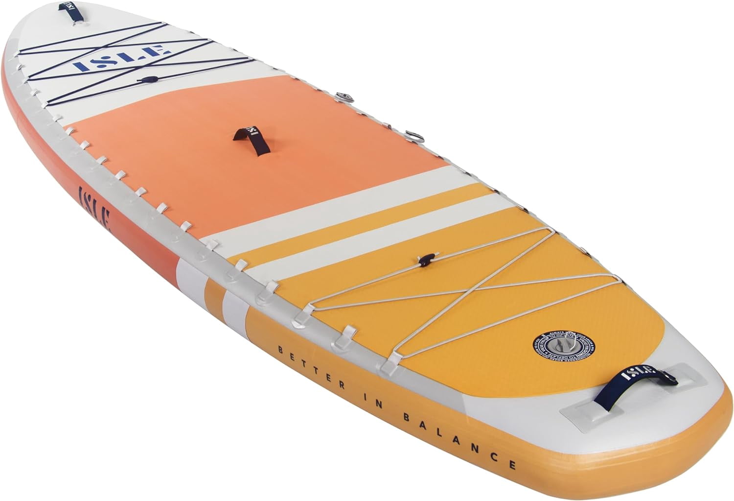 ISLE Pioneer Inflatable Stand Up Paddle Board 10.6x34x6in-max.285lbs-Coral/Sun