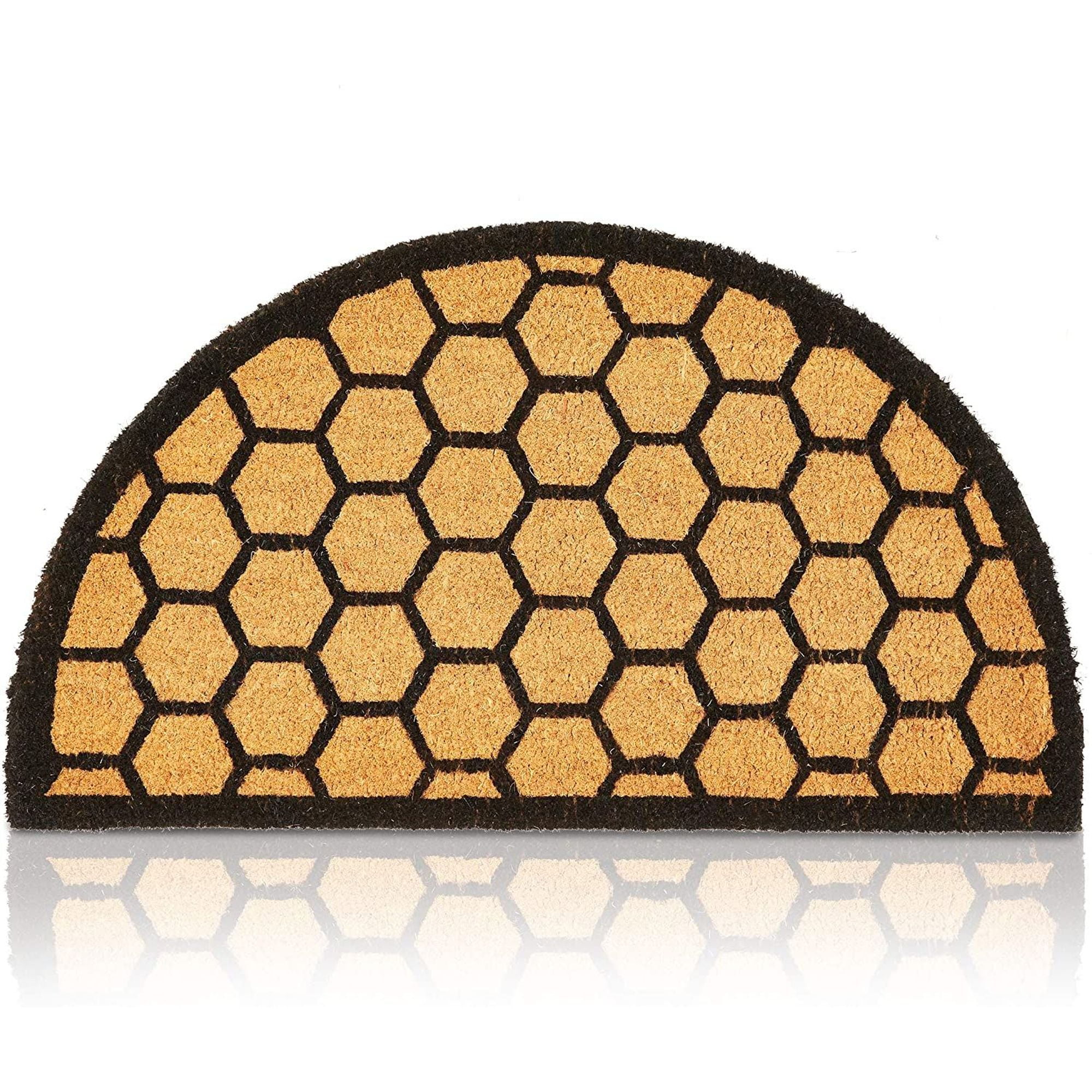 Pattern Half Round Natural Coir Door Mat 17"x30"