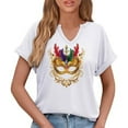 thumbnail image 6 of Craaazy Mardi Gras Shirts for Women Short Sleeve Casual Carnival Printed V-neck T-shirts Gifts, 6 of 6
