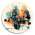 thumbnail image 2 of Designart "Contemplative Space Orange and Blue III" Minimalism Metal Round Wall Decor, 2 of 5