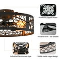 thumbnail image 5 of Garwarm 19.6'' Caged Ceiling Fan with Lights, Black Industrial Bladeless Ceiling Fans with Remote, Flush Mount Low Profile Ceiling Fan Fixtures for Home Office,Kitchen, Bedroom,Assembly Require, 5 of 12