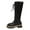 Black, variant on Rokment Womens Chunky Mid Calf Combat Boots Fashion Casual Leather Lace up Platform Knee High Tall Dress Riding Boots Fall Winter Black Size 6