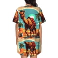 thumbnail image 6 of Fotbe Cool Camel Oasis Vibes Print Pajama Set for Women 2 Piece Loungewear Short Sleeve Tops and Shorts Set Soft Sleepwear-, 6 of 7