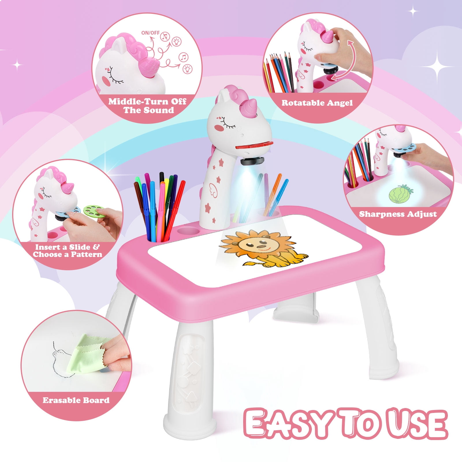 Sumsoltic Unicorn Drawing Projector Art and Craft Kit for 3+ Years