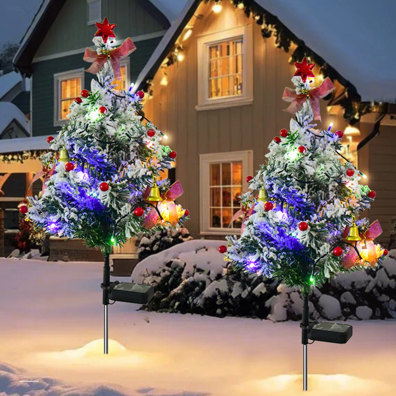Iumwxz solar lights outdoor Solar Christmas Decoration Light LED Christmas Tree Plug In Light Outdoor Garden Decoration Light garden lights patio lights Stainless steel Holiday Deals