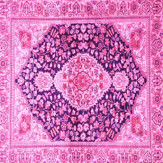 Ahgly Company Indoor Square Medallion Pink Traditional Area Rugs, 4' Square